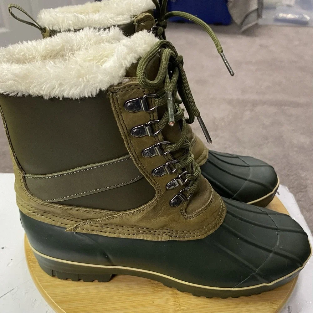 Creative Recreation Women's Leather Duck Boots in Tan / Green Size 10 US Fauxfur